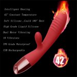 Intelligent Heating Silicone Rabbit G Spot Vibrator Massager Double Penetration Anal G Spot Clitoris Dildo Vibrator for Women