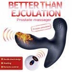 Double Vibration Silicone Prostate Massager Wireless Remote Anal Butt Plug Heating Vibrator Male Masturbator Adult Erotic Toys