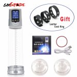 SMSPADE Luxury USB Rechargeable Electric Pump Enhancer Kit LCD Automatic Vacuum Penis Pump With, Male Penis Enhancement Extender