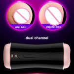 Interactive Voice Male Masturbator for Men 10 Speeds Vibrating Vagina Endurance Exercise Simulation Dual Channel Pussy Sex Toys