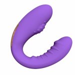 vibrator U-shaped silica gel double shock anal plug vaginal prostate stimulation male G-spot female sex toy