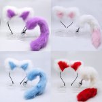 Sexy Cute Soft Cat Ears Headbands 40cm Fox Tail Bow Metal Butt Anal Plug Erotic Cosplay Accessories Adult Sex Toys for Couples