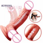 7'' Inch Double Medical TPE Realistic Soft Dildo with the keel Big Large Dick for Women Cyber Skin Suction Cup Penis sex toy