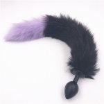 3 Size Anal Plugs Stainless Steel Butt Plug Black and Purple Fox Tail Anal Dilator Anal Sex Toys Sex Products for Couples H8-87D