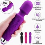 20 Mode Powerful USB Rechargeable Vibrator Electric Body Massage Magic Wand Massager Dildo Vibrators Sex Toy For Women Wife Clit
