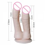 Female Hand-Free Double Headed Dildo Device With Simulated Penile Sucker Sex Toy Realistic Penis Big Suction Cup