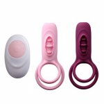 Remote Control Vibrating Penis Ring with Tongue Male Cock Ring & Clitoral G-Spot Vibrators Clitoris Stimulators Powerful Sex Toy