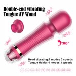 Tongue Vibrators 5 Modes Sex Sucking Toys  Double-end Vibrating G-spot Oral Clitoris Stimulator Magic Massage Wand for Women