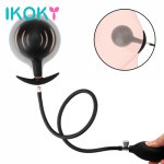 Ikoky, IKOKY Inflatable Anal Plug With Metal Ball Dildo Pump Prostate Massager Huge Butt Dilator Expandable Sex Toys for Women Men