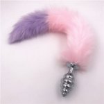 Fox, Stainless Steel  Anal Plug Anus Dilator Butt Stopper Pink and Purple Fox Tail Butt Plug Adult Game Sex Toy for Couples H8-86C