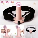 Soft Hollow Dildo for Men Strap On Dildo Enhance Enlarger Penis Dildo Extender Hollow Penis Strapon Harness Sex Products Toys O3