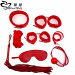 erotic adult sex products 7 games leather handcuffs whip rope slavery Mask BDSM fetish sex toy lovers of slavery constraint