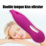 APHRODISIA USB Charging Double Tongue Kiss Vibrator Medical Silicone 10 Frequency Vibration,IPX6 Waterproof Sex Toys For Women