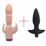 2PCS/Set Multi Speed Vibrator&Black Anal Plug G Spot Clitoris Stimulate Prostate Massager Sex toys for Woman Men Gay Sex Machine