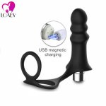 Loaey Butt Plug Vibrating Delay Ring Silicone Anal Vibrator 10 Mode Mute Prostate Massager Stimulator For Men Masturbator