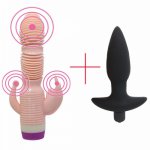 Yema, YEMA 2/PCS Set Muti-Speed Vibrator Dildo G Spot Clitoral Stimulate&Black Anal plug Prostata Massager Sex toys for Woman Men
