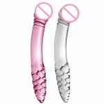 Double Heads Crystal Glass Realistic Long Dildo Female Masturbator Stick Buttplug Anal Dildo Dilator G Spot Stimulation Sex Tool