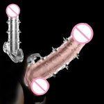 Silicone Reusable Condom With Spike Dotted For Men G Point Stimulate Penis Ring Extender Dildo Toys Delay Ejaculation