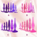 6Pcs Women Men Silicone Anal Beads Butt Plug Adult Sex Toys for woman Prostate Massager Light weight pull plug to pull it out