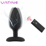 VATINE Wireless Remote Control Electric Shock Anal Plug Vibrator Prostate Massager Vibrator 10 Frequency Sex Toys For Men Women