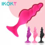 Ikoky, IKOKY Thread Anal Plug Silicone Prostate Massager Anal Dildo Anal Beads Butt Plug G spot Stimulator Adult Product