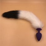 Fox, 9 Size Anal Plug Silicone Butt Plug White and Black Fox Tail Beads Butt Stopper Anus Dilator Sex Toys for Women H8-76A