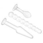 Ikoky, IKOKY Prostate Massager Butt Stimulation Sex Toys for Women Men Anal Plug Glass Crystal 3Pcs/set Butt Plug Anal Dildo Bead