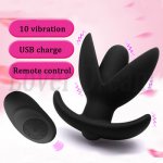 Remote Control V Port Anal Plug 10 Speeds Prostate Massage Vibrator Expand Anus Vagina Opening Butt Plug Sex Toys For Woman Men