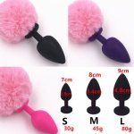 Anal Plug Pink Tail Rabbit Anal Sex Toys Butt Plu Adult Silicone Waterproof Masturbation Device Anal Plug Toys for Women H8-59A