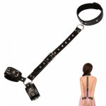 Female Leather Handcuff Neck collar Wrist strap Fetish Bondage Erotic sex toys Bdsm Restraint for Couple Adult sexy game