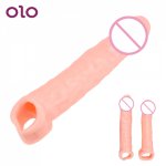 OLO Penis Extender Sleeve Reusable Condoms Rubber Dick Male Cock Extender Penis Sleeve Comdom Dildo Enhancer for Men Sex Toys