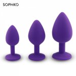 Anal Plug Sex Toys Silicone Butt Plug Tail Crystal Jewelry Trainer For Women Man Couple Sexual Wellness SOPHKO Adults Sex Shop
