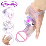 Finger Sleeve Vibrator G Spot Massage Clit Stimulate Flirting Sex Toys for Women Female Masturbator Finger Shoe Adult Products