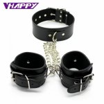 Leather Bondage Adult Sex products Restraint Kits Slave Neck Collar Handcuffs Wrist Cuffs For Couple Adult Games VP-CR003023A-1