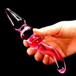 Crystal Glass Anal Plug Dildo G-Spot Anus Vaginal Double Stimulation Butt Plug With Beads Adult Anal Sex Toys For Women Men Gay