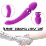 10 Frequency Smart Sensing AV Wand Stimulates Clitoral Chargeable Double Head Dildo Vibrator Massage Vagina Sex Toys for Adults