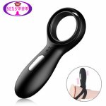USB Charge 10 Mode Vibrating Penis Ring with Testicle Ring Men Longer Lasting Erection Double Cock Ring Clit Vibrator for Couple