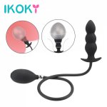 Ikoky, IKOKY Anal Beads Dilator Inflate Butt Plug Expandable Anal Plug Sex Toys For Women Men Gays Silicone