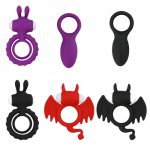 Bat Rabbit Shape Penis Ring Cock Ring Toys For Adults Sex Products Men Vibrators Collars Delay Premature Lock Sex Toys For Men
