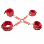 Leather Bondage Slave BDSM Restraints Cross Hand Ankle Cuffs Adult Games Erotic Sex Toys For Couples Handcuffs Sex Tool Women