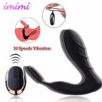 Wireless Remote Control Vibrator Cockring Male Prostate Massage Ring for Penis Sex Toys Anal Butt Plug Delay Ejaculation Ring