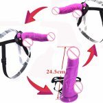 Faak, FAAK Strap on purple dildo black belt real feeling cock with sucker handfree wearable dick lesbian couples women sex toy