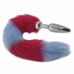 Stainless Steel Butt Plug Faux Fox Tail Backyard Stopper Erotic Toys Butt Plug Female Male Gift Red Blue 40cm Anal Tail H8-188G