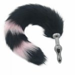 Anal Sex Toys Butt Plug Metal Butt Dilator 40cm Fur Fox Tail Anal Plug Tail Butt Stopper Adult Game for Couples H8-193G
