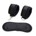 Manufacturer Adult Flirt Supplies Direct Black Smooth Fun with Blindfold Handcuffs Set Alternative Toys Wholesale