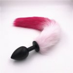 Fox, Fox Tail Metal Anal Plug Masturbator Toys Butt Stopper Plush Pink Tail Anus Beads Adult Toys Anal Sex Toys for Woman H8-95D