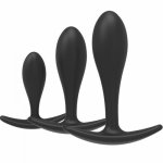 3pcs / Set Adult Games Black Silicone Soft Anal Toy Big Anus Beads Anal Dilator Sex Toys For Man/Woman Stimulation Ass Buttplug