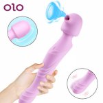 OLO 3 in 1 AV Magic Wand Vibrator Telescopic Sucking Vibrator Vibrating Dildo G Spot Clitoris Stimulator Sex Toys for Women