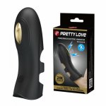 Pretty love silicone electric shock 7 speed vibration golden finger sleeve Vibrator electro massager G spot sex toy for female