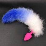 Anal Plug Tails Silicone Anus Bead Blue White Tails Butt Dilator Faux Animal Plush Big Tails Anal Sex Toys for Couples H8-5-159A